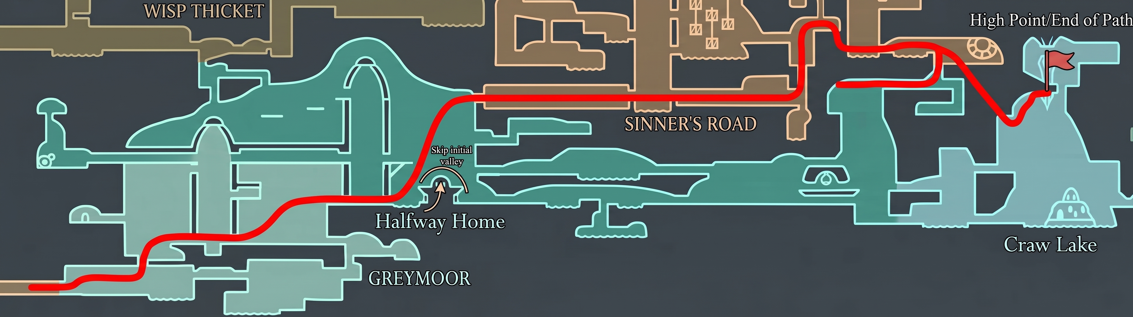 Mapa de Páramo Gris con la ruta marcada